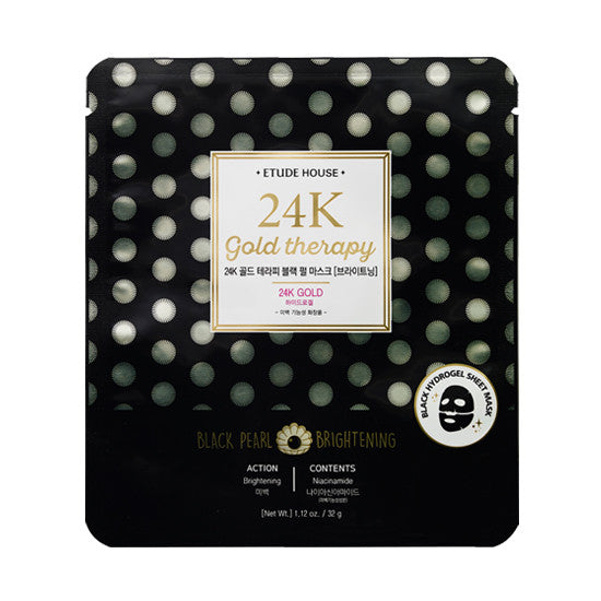 Etude House 24k Gold Therapy Fantastic Gold Black Pearl Mask 32g X 5 Korendy Global